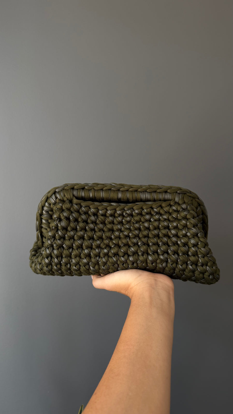 Pasticcino large lycra/ecopelle VERDE MILITARE