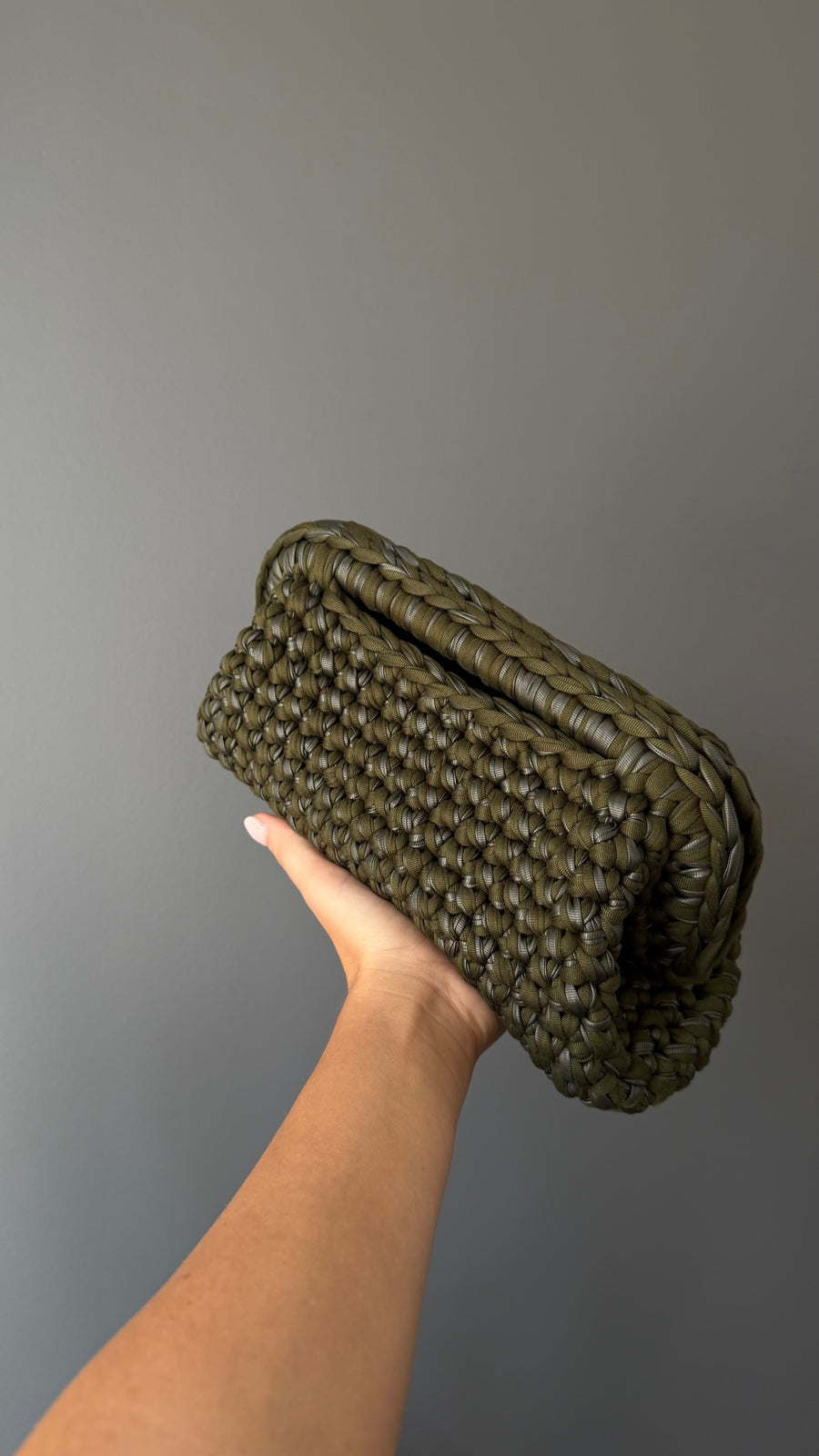 Pasticcino large lycra/ecopelle VERDE MILITARE